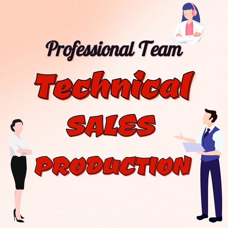 Equipa profissional: Equipa técnica, de vendas e de produção
